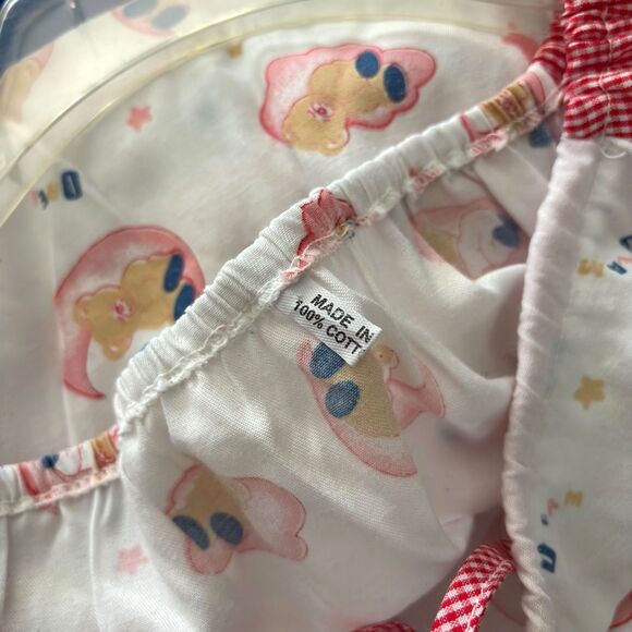 Gingham Check Trim Sleepy Teddy Bear Cottage Core Nightgown Woman's Med. #A - Picture 7 of 7